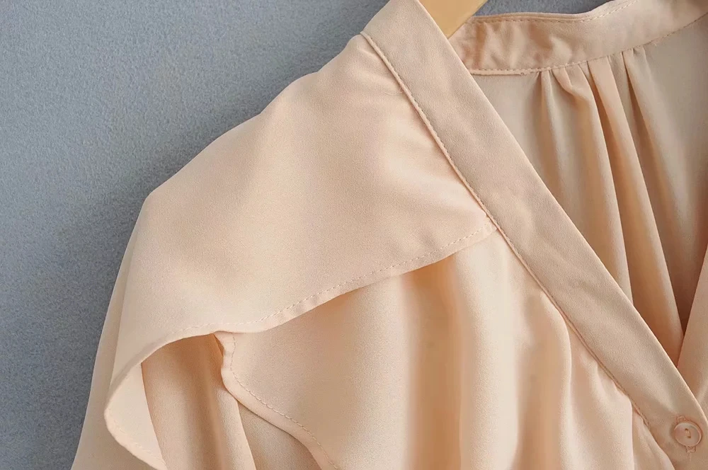 Увядшие английские офисные женские оборки каскадные однотонные свободные blusas mujer de moda кимоно блузка женские топы и блузки