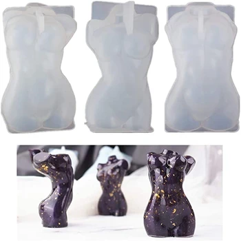 

3PCS 3D Goddess Body Shape Silicon Mold,Sexy Model Body Stand Ornaments Resin Mold,High Gloss Mirror, Shiny Mold, Figure, Figuri