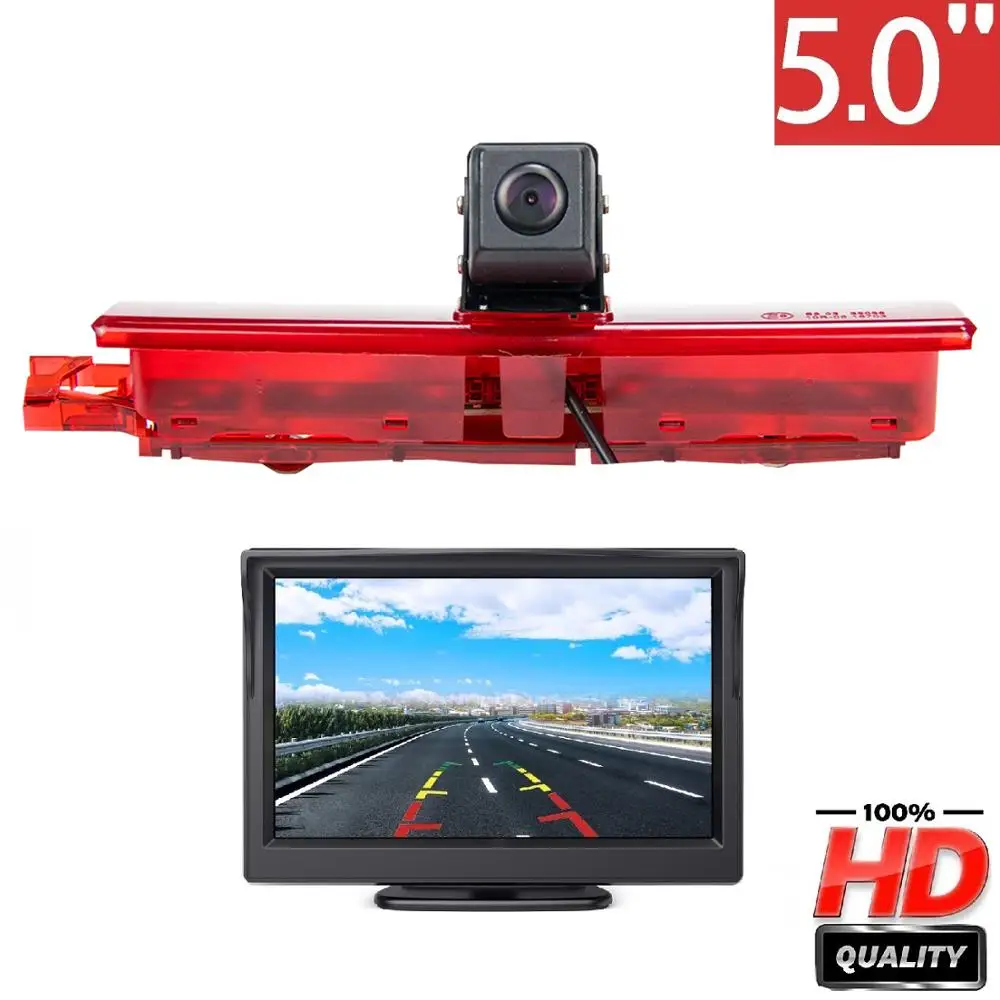 

Freezzmi E9 Night Vision HD Car Brake Light Rear View Reverse Backup Paking Camera for VW Caddy (2003-2014) + 5 inch Monitor Kit
