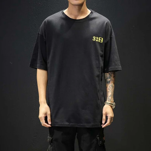 black yellow Красивые летние мужские футболки с буквенным принтом, футболка с коротким рукавом, Мужская футболка, модная мужская футболка с круглым вырезом - Color: black yellow