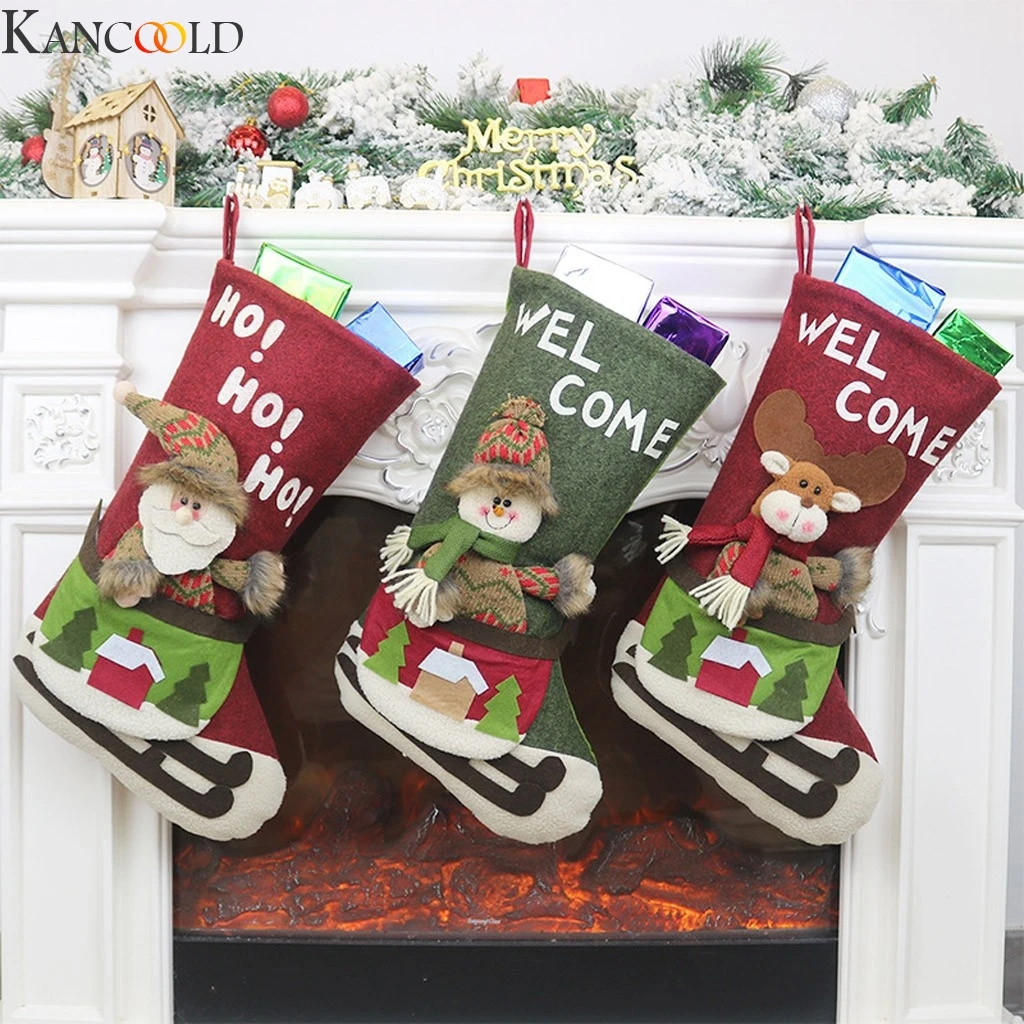 KANCOOLD/Новые осенне-зимние Новогодние рождественские носки с Санта-Клаусом длинные носки хлопковые носки подарок для детей, Рождественский Декор с Санта-Клаусом