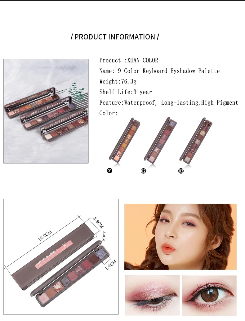 Makeup New Design OEM 9 Colors Keyboard Eyeshadow High Pigment Eyeshadow palette