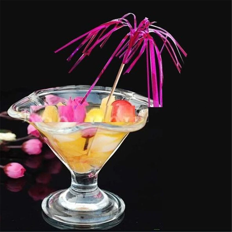 

40Pcs Disposable Drink Cocktail Fruit Rainbow Fireworks Picks Sticks Paper Wood Desserts Food Forks For Wedding Party