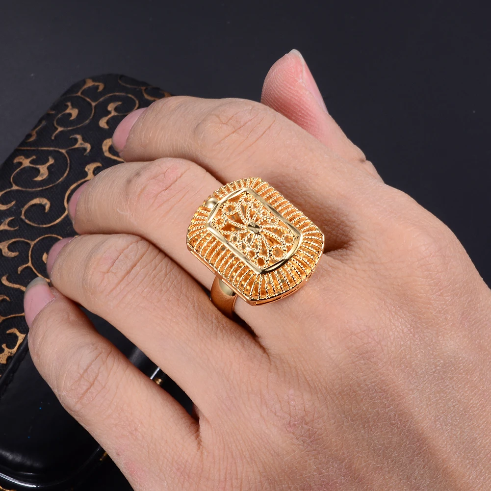 Wando исламское Золотое кольцо для женщин обручальное свадебный Рождественский подарок золотистое кольцо с регулируемым размером Золотое кольцо подарок на Хэллоуин