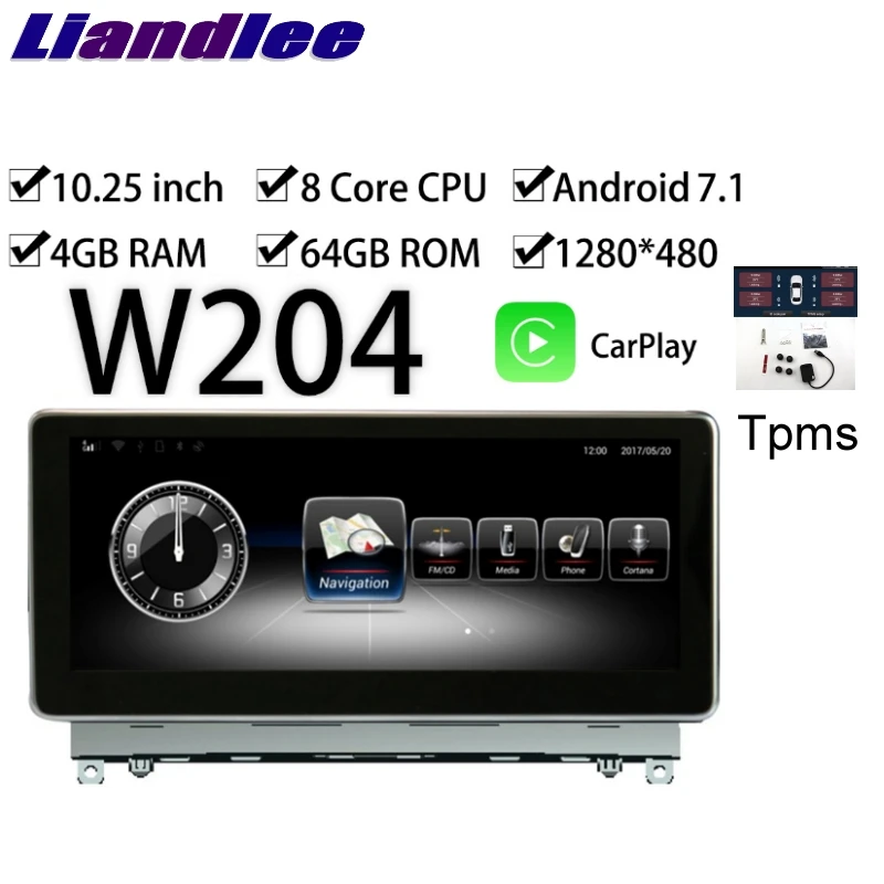 Liandlee автомобильный мультимидийный навигатор Аудио Радио для Mercedes Benz MB C Class W204 C200 C230 C350 2007~ 2011 CarPlay TPMS навигация NAVI