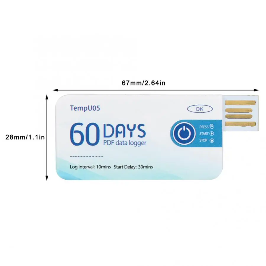 TempU05 Single Use Temperature Data Logger Disposable USB Temperature Recorder PDF Report Temperature Meter