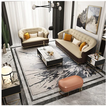 

Modern Living Room Leisure simple Nordic Style double Combination leather Sofas