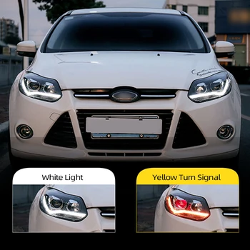 

1Pair LED Head Lamp for Ford Focus 3 headlights 2012 2013 2014 Europe led guide light drl H7 hid Bi-Xenon Double Lens low beam