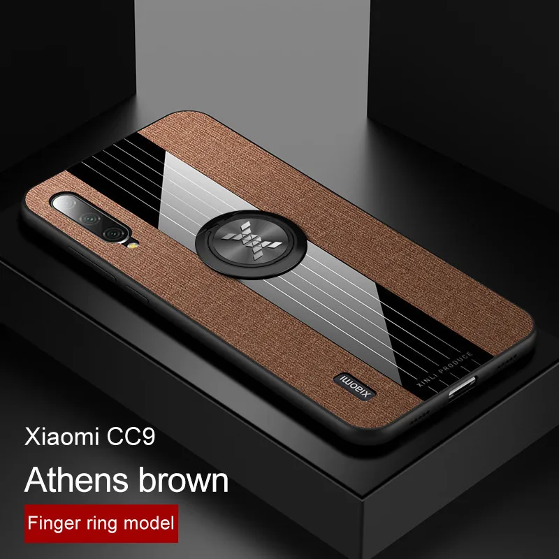 Для Xiaomi mi CC9 CC 9 SE 8 автомобильное магнитное крепление кольцо кожаный чехол для mi 8 mi 9 Lite 6X A2 CC9e CC 9e Red mi 5 Plus 8A Примечание 5 7 8 10 Pro - Цвет: Brown with ring