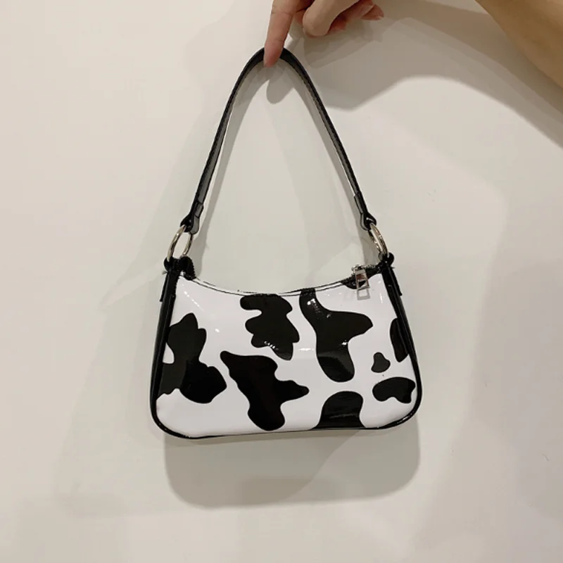 cow pattern baguette bags for women 