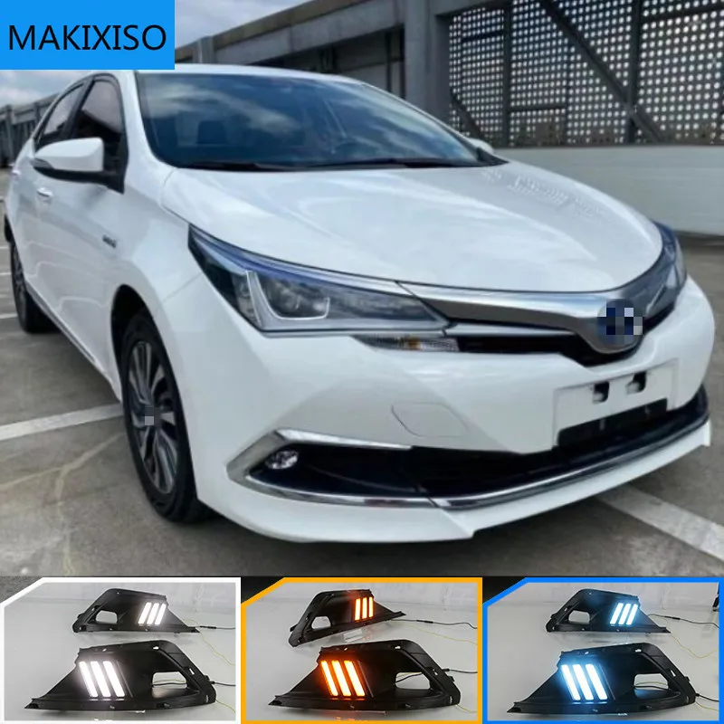 

For Toyota Corolla 2016 2017 2018 fog lamp DC 12V ABS DRL with yellow turn signal lights Car Led Daytime Running Lights