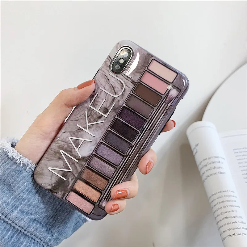 

Fashion woman Soft silicon cover case for iphone 6 S 7 7plus 8 8plus X 10 XR XS Max First eye shadow box phone coque