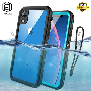 

Shellbox Shockproof Waterproof Case for iPhone XR XS MAX XS Silicone Case for iPhone 11 Pro Max Transparent 360 Full Cover