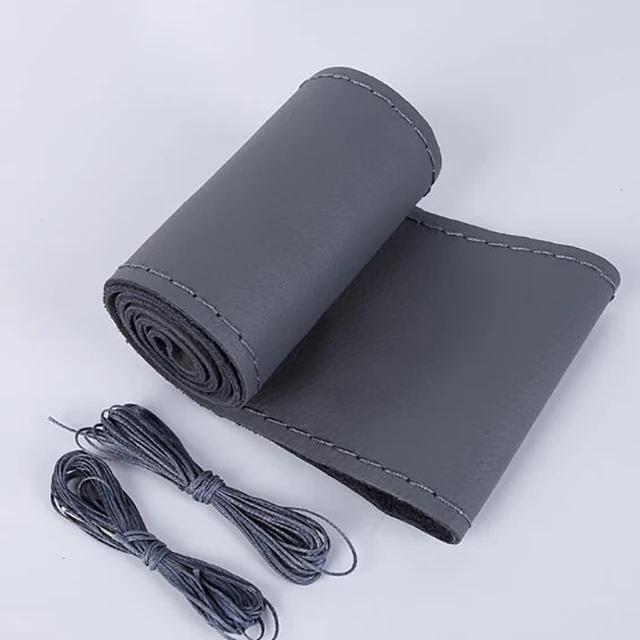 Car Steering Wheel Cover Braid Soft Texture Car Covers With Needles And Thread Artificial Leather Car Styling Covers 1-gray