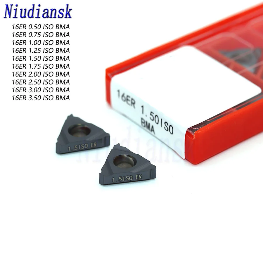 

10Pcs Insert 16ER 0.50 ISO 0.75 ISO 1.0ISO 1.25ISO 1.50ISO 1.75ISO 2.0ISO 3.0ISO BMA carbide thread turning tool CNC lathe tool