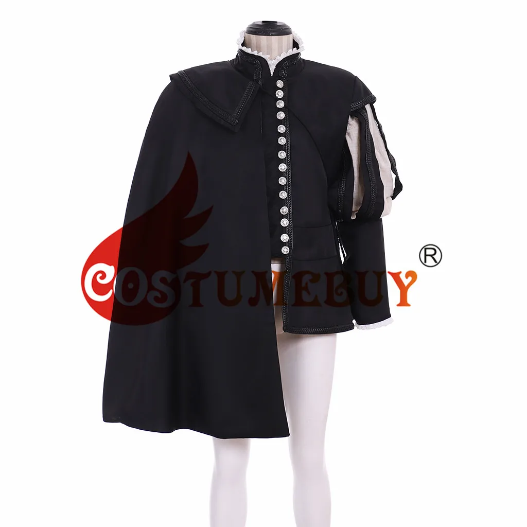CostumeBuy средневековый Тюдор елизабетан Косплей Костюм Топ взрослый Ренессанс черный Тюдор королевский костюм L920