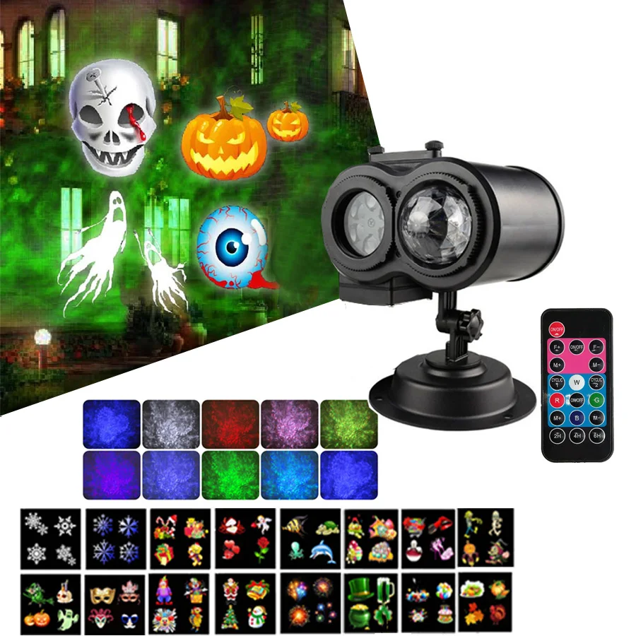 

LED Christmas Projector Lights 2-in-1 Ocean Wave Projector Lamp With 16 Slides Patterns Halloween Birthday Party Decor Lights