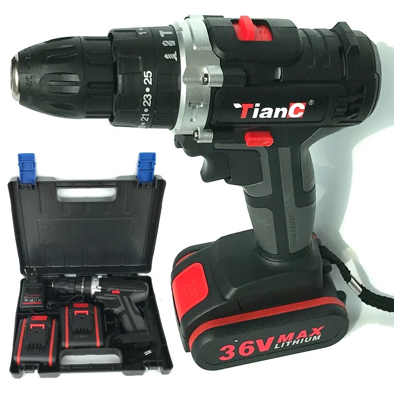 

36V MAX 2 Speed Brushless Impact Cordless Drill Lithium-Ion Battery Electric Screwdriver for Woodworking Home DIY