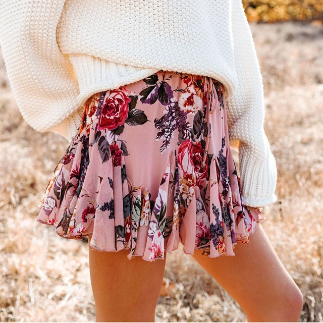 Boho Floral Mini Floral Skirts For Women With High Waist Frills And Ruffle  Pleats Summer Fashion For Women 210619 From Dou02, $12.58 | DHgate.Com