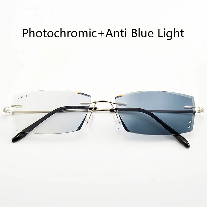 

Vintage Rimless Glasses Frame Men Women Retro Photochromic Sunglasses Anti Blue Light Blocking Computer Gaming Glasses Eyewear