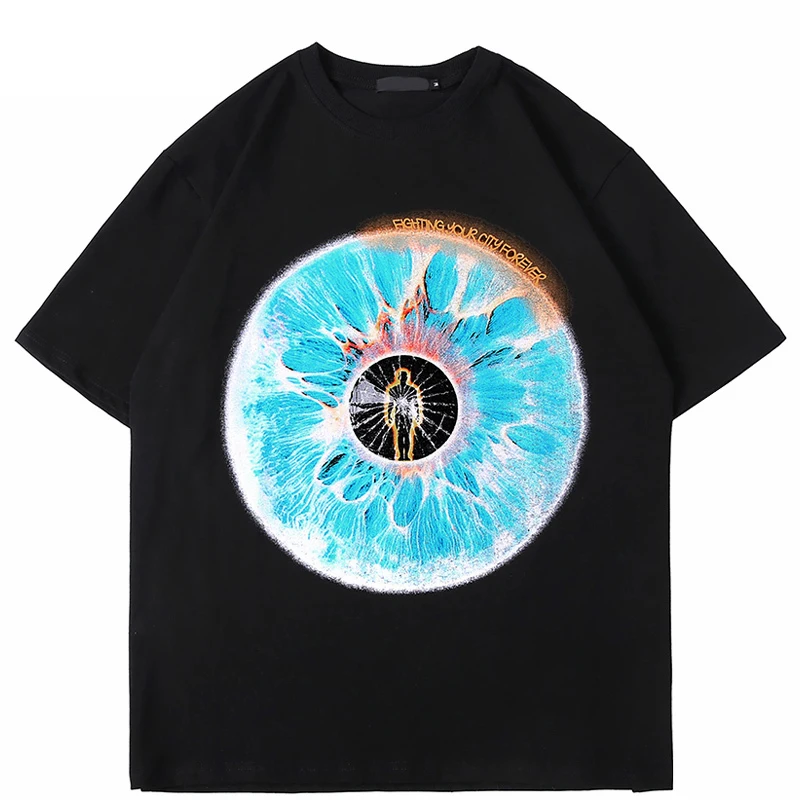 Футболка мужская с принтом глазного яблока свободная хлопковая коротким рукавом