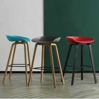 

Modern Simple Danish Bar Chair Northern Europe Fashion Bar Chair Creative Bar Stool Designer Solid Wood High Stool