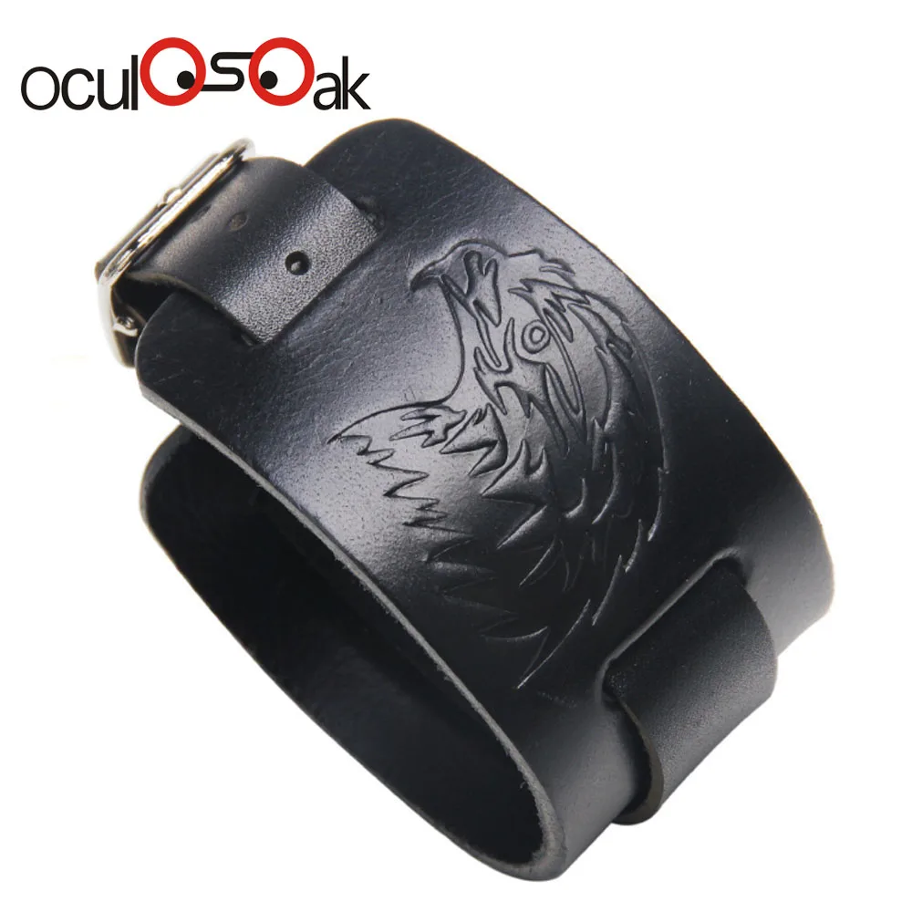 style4 black Модный кожаный браслет с принтом орла, модные широкие мужские браслеты с орлом, регулируемые женские кожаные браслеты, ювелирные изделия - Окраска металла: style4 black