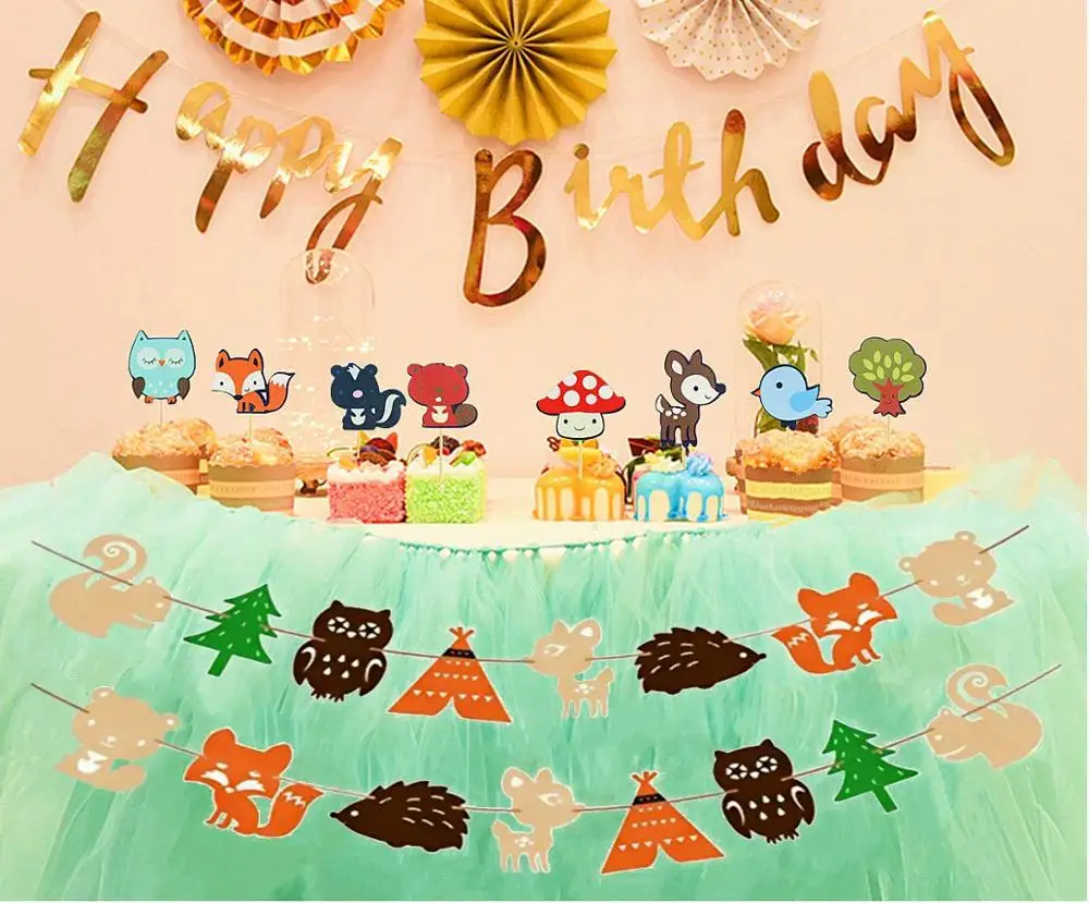 Тематическая вилка для торта с изображением леса, формочки для торта, формочки для торта, формочки для дня рождения, украшения для свадебной вечеринки, 24 шт