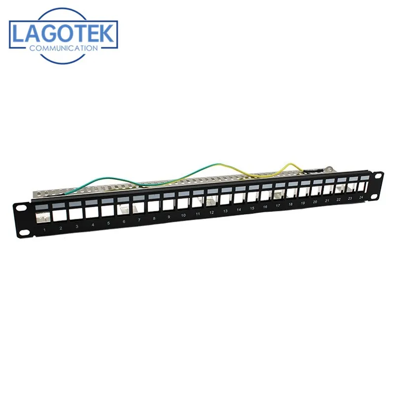 FTP 24 порта RJ45 пустая патч панель 1U 19 дюймов цельнометаллическое крепление для