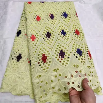 

Latest Design African Dry Lace Fabrics High Quality Cotton Lace Fabric eyelet Swiss Voile Lace In Switzerland For Wedding Cloth