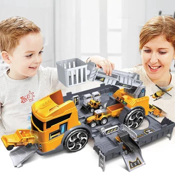 

Children Puzzle Toys Deformation Fire Engineering Vehicle Storage Parking Lot Parent-Child Interaction Inertia Car Model Kit