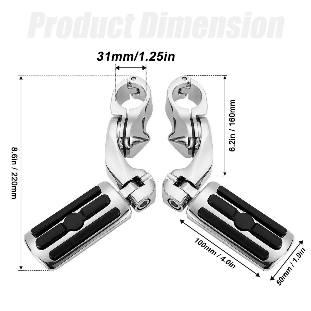 Details about   1" to 1.25" Highway Foot Pegs Rest For Harley Davidson Honda Yamaha motorcycle 