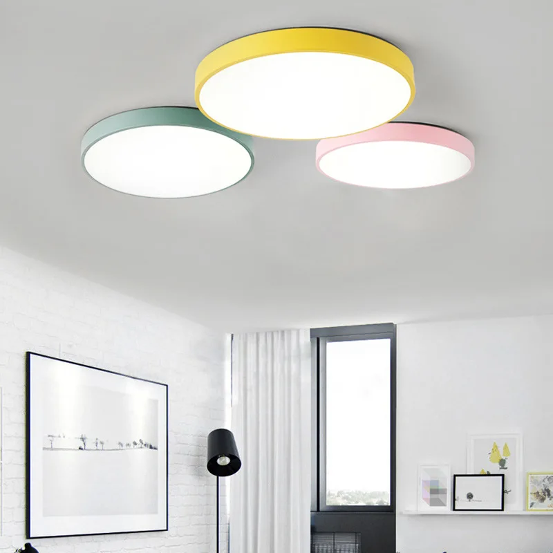 Ultra thin Ceiling Lights Creative Colored Circular LED Ceiling Lamps