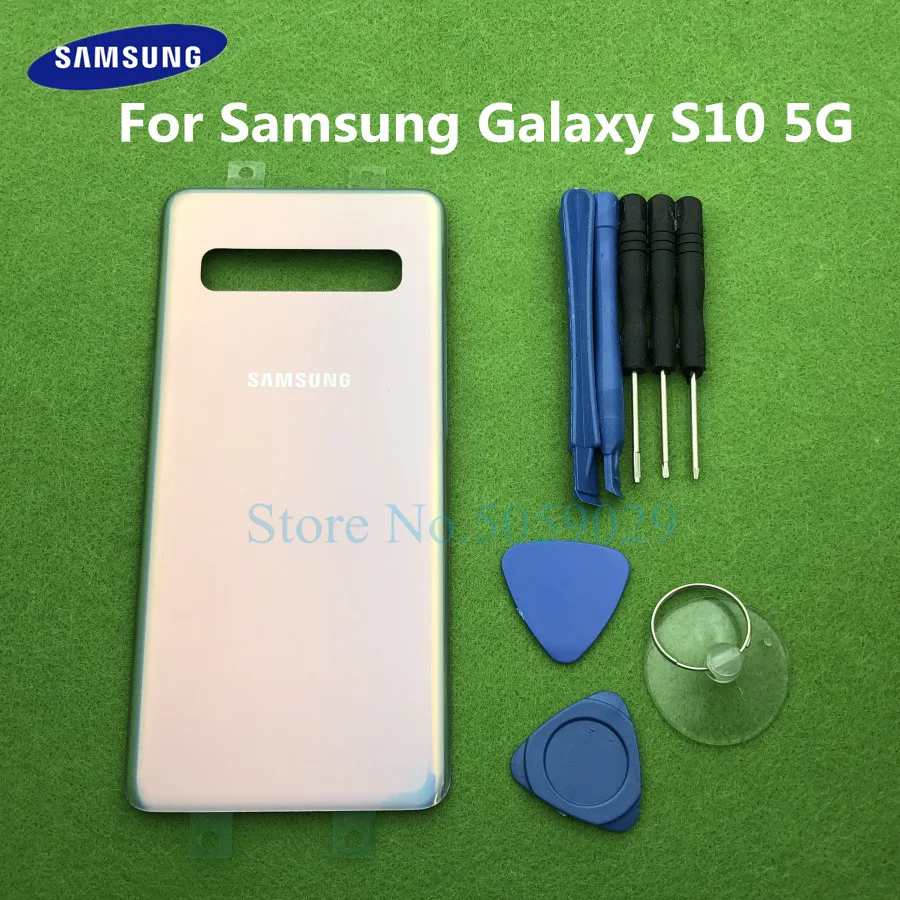 

Original Back Battery Cover Glass Housing For Samsung GALAXY S10 5G Version G977 G977F Back Battery Door Rear Glass Case + Tools