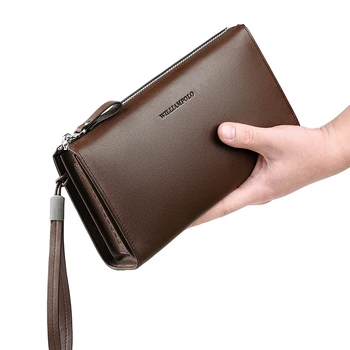 

Wallet For Men Minimalist Business Genuine Leather Handbag WILLIAMPOLO Fashion Zipper Multiple Internal Compartments Clutch Bag