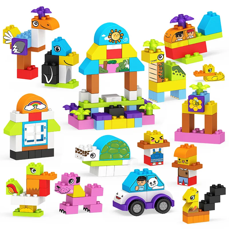 Educational Toys For Children Big Size DIY Building Blocks Plastic Figures Bricks Construction Blocks Accessories 130PCS Educational Toys For Children Big Size DIY Building Blocks Plastic Figures Bricks Construction Blocks Accessories 130PCS