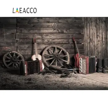 

Laeacco Old Dark Warehouse Wooden Wheel Guitar Baby Party Interior Photo Backgrounds Photography Backdrops For Photo Studio