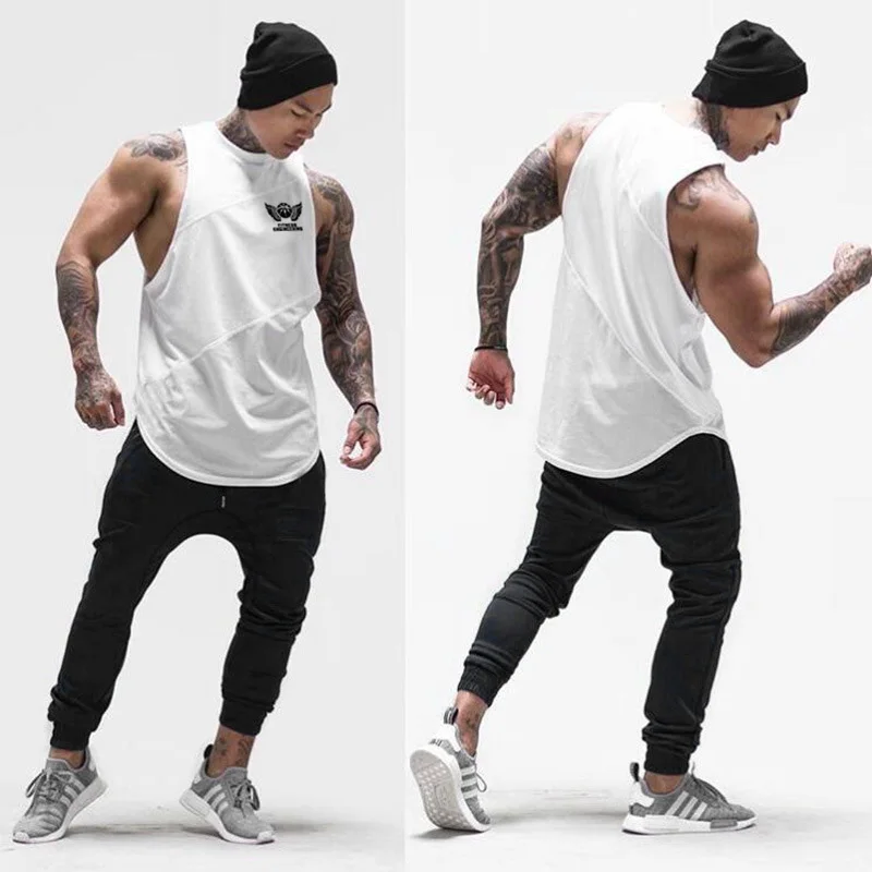 Bodybuilding Stringer Tank Top with hooded Mens Gyms Clothing Fitness Mens Sleeveless Vests Cotton Singlets Muscle Tankops