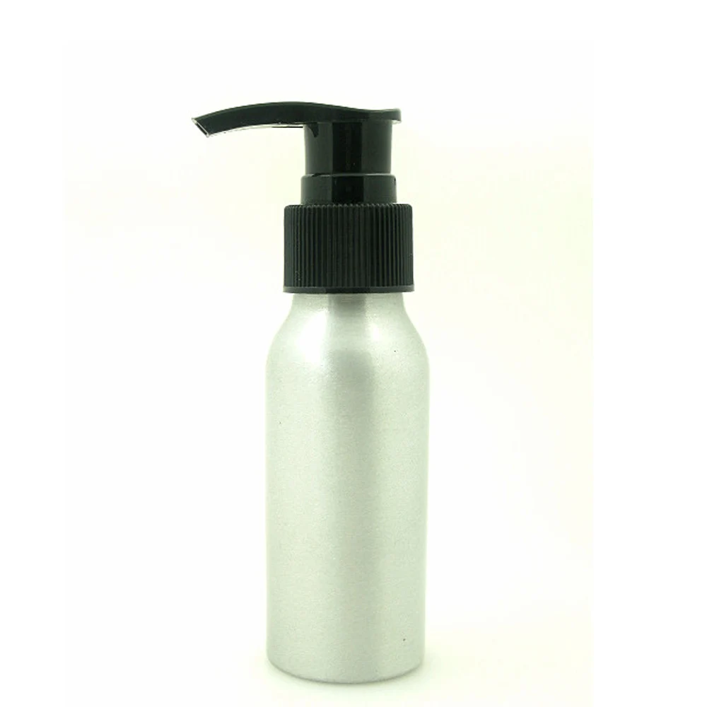 50ml Empty Round Aluminum Bottles Sliver Metal Bottle With Black/White Twist Lotion Pump | Красота и здоровье