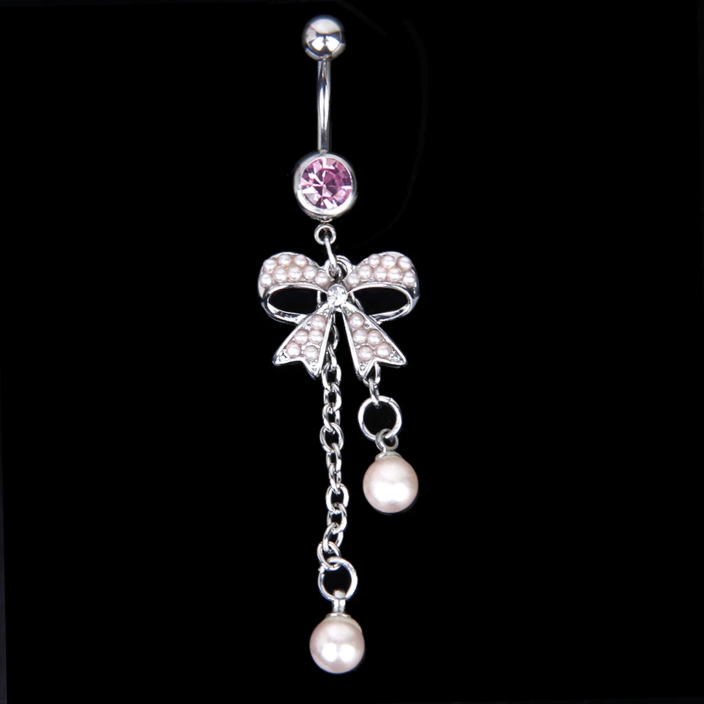 Crystal Barbell Butterfly Bow Pearl Dangle Navel Belly Piercing Jewelry Dangle Navel Ring Rhinestone Body Jewelry piercing jewelry body piercing jewelry body jewelry belly button piercings belly button earrings