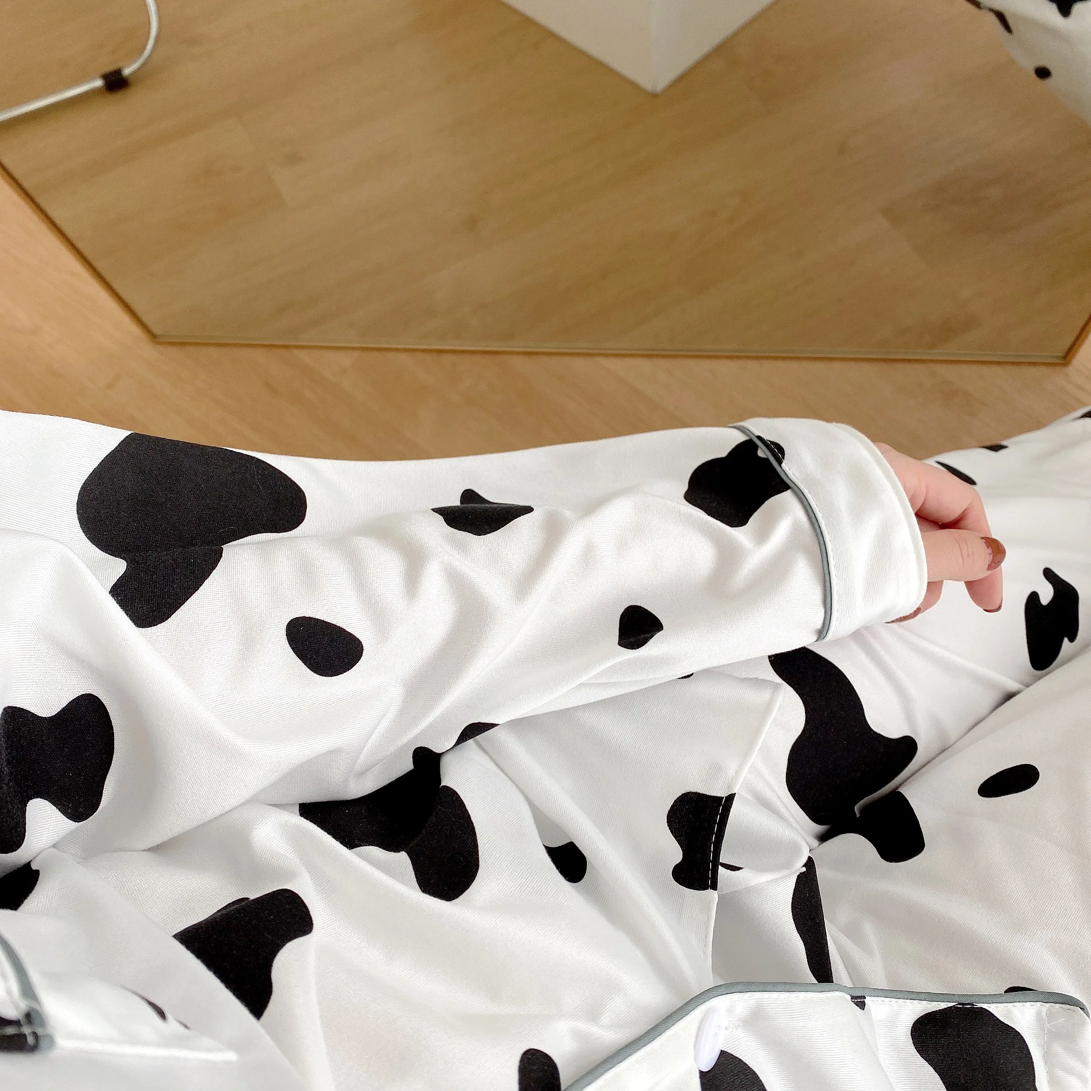 CAIYIER Winter Women Pajamas Suit Long Sleeve Trousers Lounge Lovely  Girls Cartoon Rabbit Loose Cardigan Sleepwear Homewear 2XL