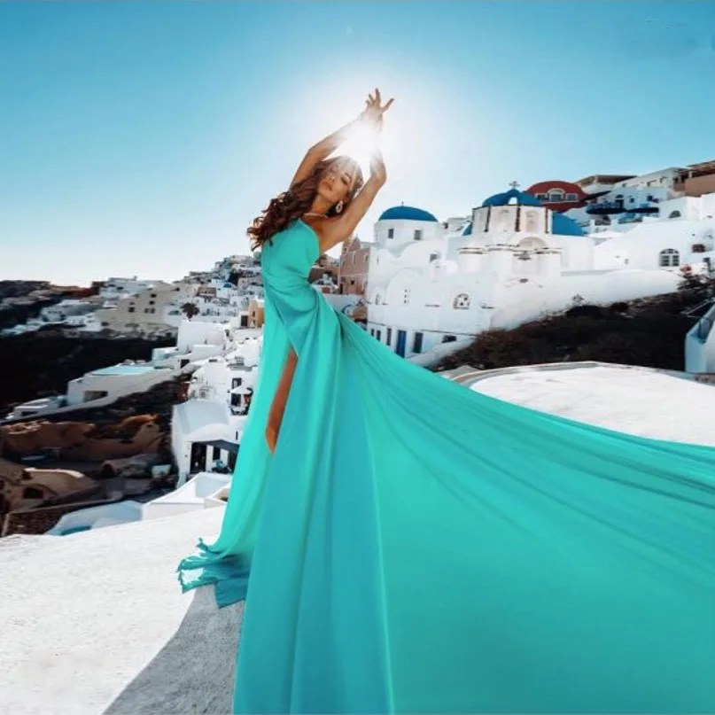 black evening dresses vestido longo Flowing Rare Blue Evening Dresses robe de soiree Sexy Slit Prom Dress Long Train One Shoulder Evening Dress abiye evening wear for women