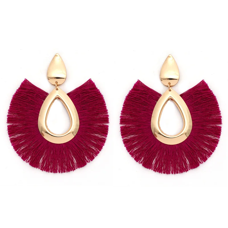Boho Waterdrop Shaped Tassel Dangle Earrings for Women Party Jewelry