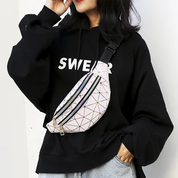 

2020 Holographic Fanny Pack Women Belt Bag Female Waist Bag Girls Bum Bag Laser Chest Phone Pouch Line Ladies Purses