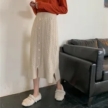 SHENGPALAE, Осень-зима, свободные женские юбки с высокой талией, конопляные цветы, вязанная нестандартная Женская Корейская юбка A328