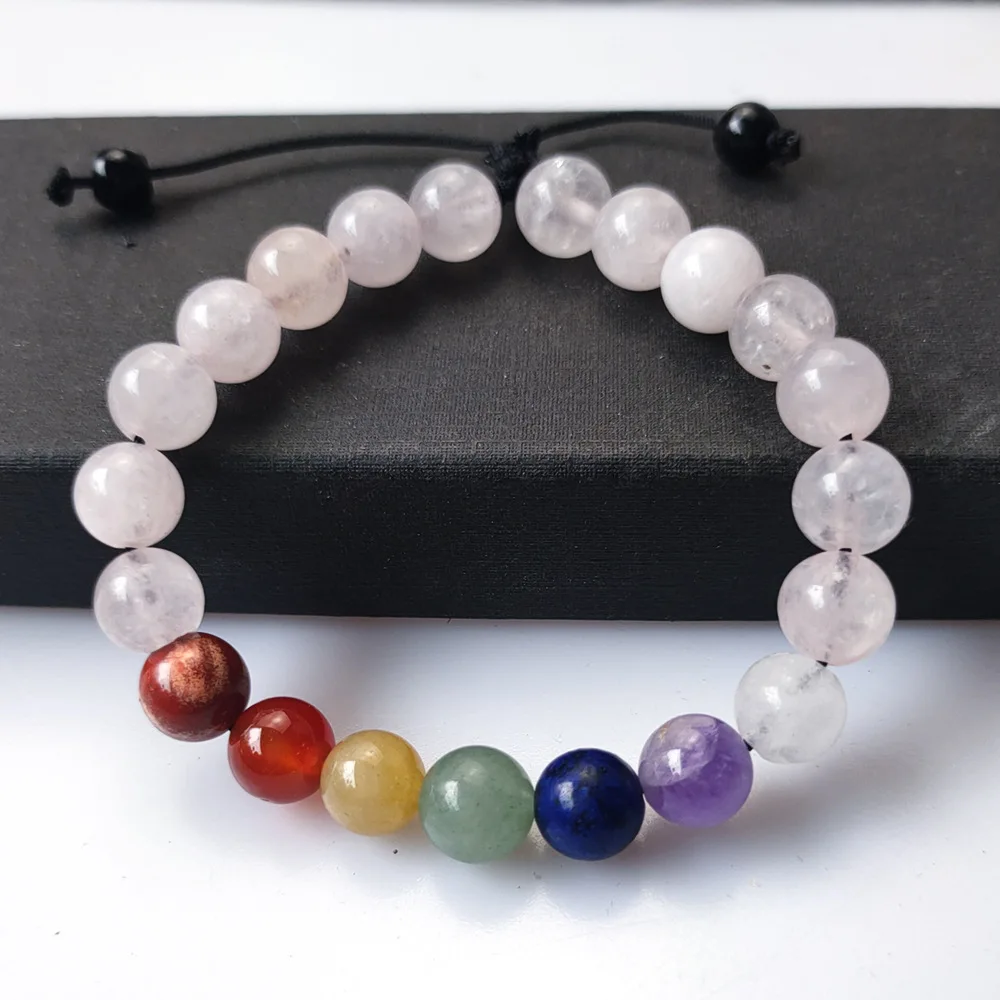 

Natural 7 Chakra Bead Bracelet Gemstone Healing Crystals Bracelets for Anxiety Stress Relief Yoga Meditation Bangle for Women