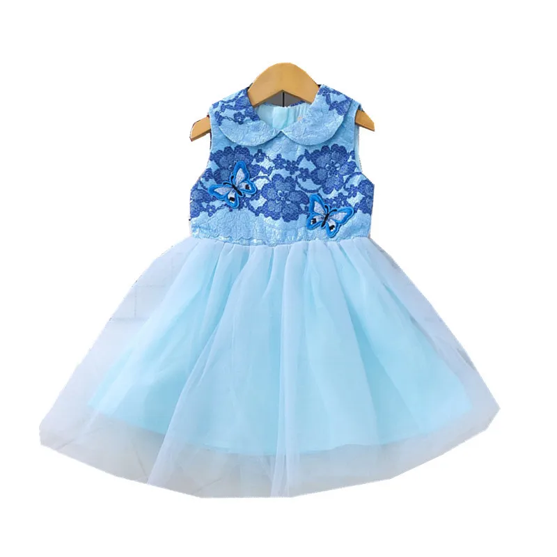 Платье для девочек с объемными бабочками и цветочной вышивкой; коллекция года; летняя детская одежда