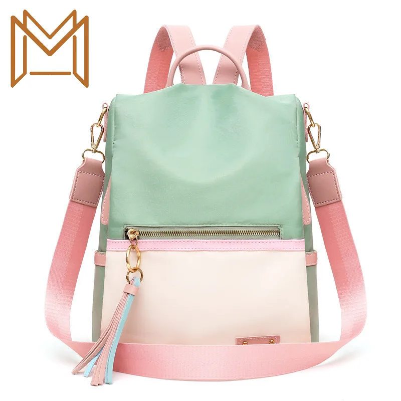 

2019 Season Concise Capacity Both Backpack Embroidered Line Diamond Pattern Oxford Water Package