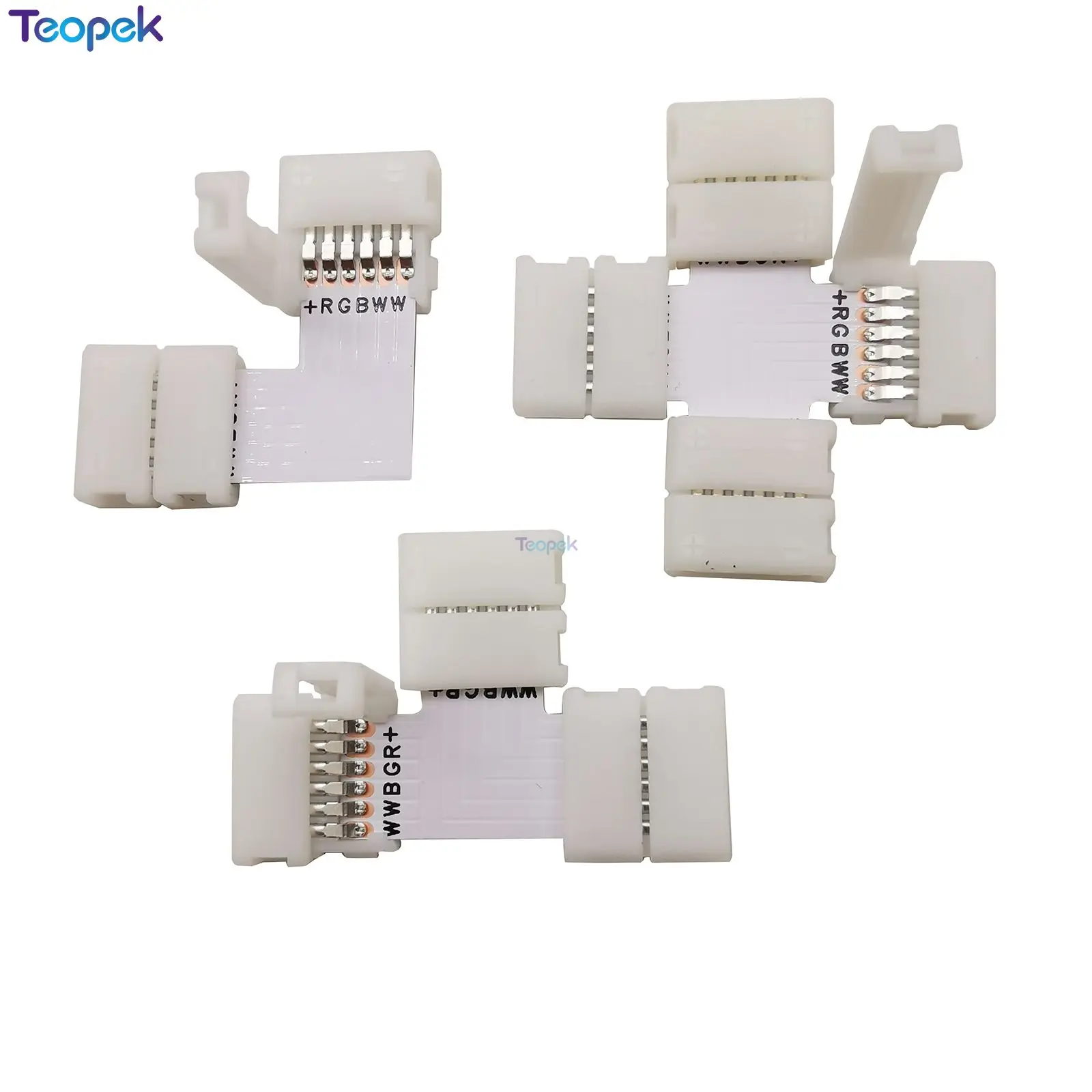 5Pcs L Shape LED Connector 6Pin solderless Fit for 5050 RGB LED Strip Connectors 