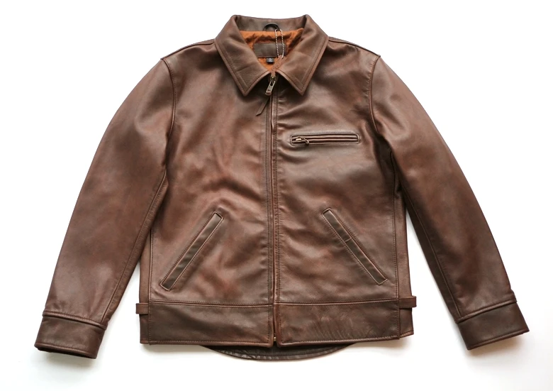 Gratis Verzending. super Kwaliteit Koe Lederen Jas. amerikaanse Stijl. echt Lederen Jassen. bruin Classic Man Motor Jas. verkoop Gratis Verzending. super Kwaliteit Koe Lederen Jas. amerikaanse Stijl. echt Lederen Jassen. bruin Classic Man Motor Jas. verkoop